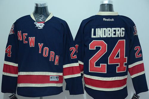 Rangers #24 Oscar Lindberg Navy Blue Stitched Hockey Jersey