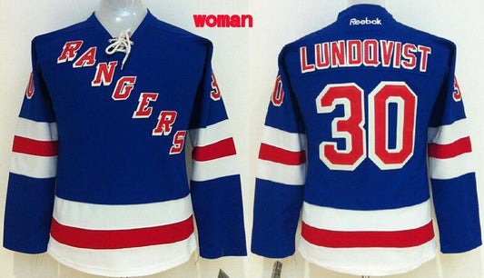 Rangers 30 Lundqvist Blue Women Hockey Jersey