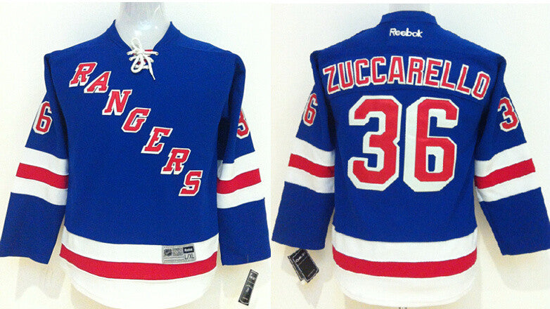 Rangers 36 Mats Zuccarello Blue Youth Reebok Hockey Jersey