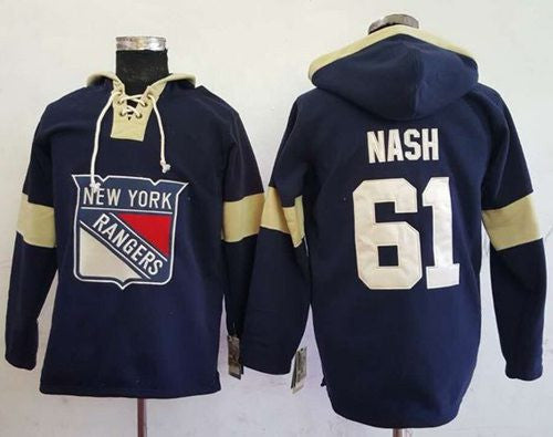 Rangers #61 Rick Nash Navy Blue Pullover Hoodie Stitched Hockey Jersey