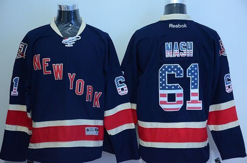 Rangers #61 Rick Nash Navy Blue USA Flag Fashion Stitched Hockey Jersey