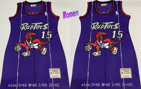 Raptors 15 Vince Carter Purple Women Hardwood Classics Mesh Basketball Jersey