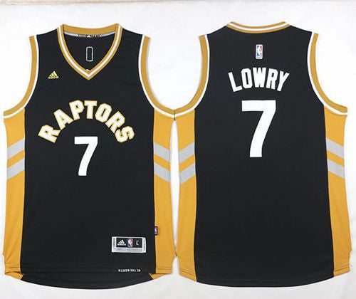 Raptors #7 Kyle Lowry Black/Gold Stitched Basketball Jersey