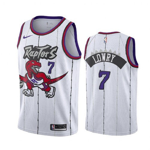 Raptors #7 Kyle Lowry White Throwback Stitched Basketball Jersey