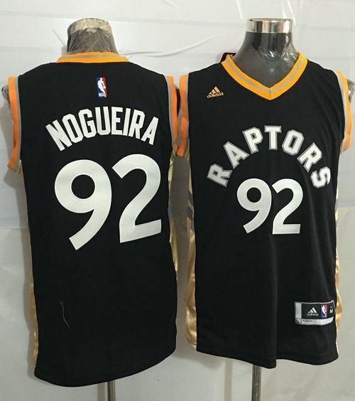 Raptors #92 Lucas Nogueira Black/Gold Stitched Basketball Jersey