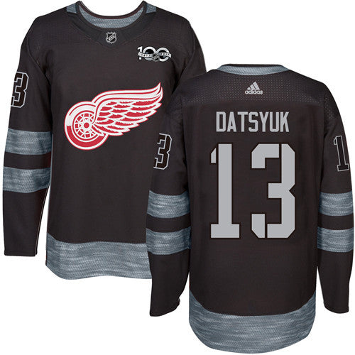 Red Wings #13 Pavel Datsyuk Black 1917-2017 100th Anniversary Stitched Hockey Jersey