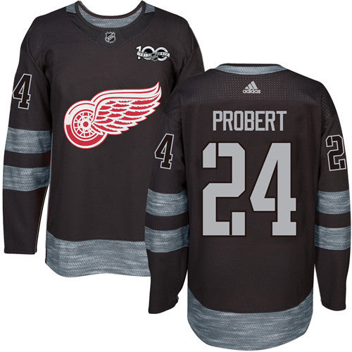 Red Wings #24 Bob Probert Black 1917-2017 100th Anniversary Stitched Hockey Jersey