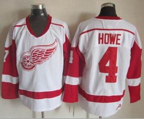 Red Wings #4 Gordie Howe White CCM Throwback Stitched Hockey Jersey