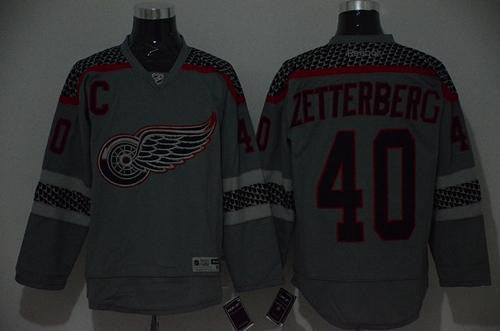 Red Wings #40 Henrik Zetterberg Charcoal Cross Check Fashion Stitched Hockey Jersey