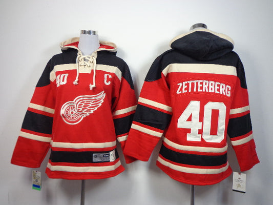 Red Wings 40 Zetterberg Red Hooded Youth Hockey Jersey