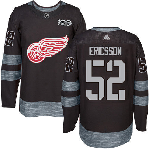 Red Wings #52 Jonathan Ericsson Black 1917-2017 100th Anniversary Stitched Hockey Jersey