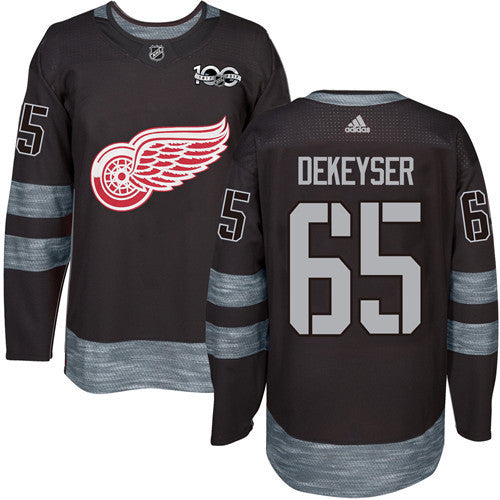 Red Wings #65 Danny DeKeyser Black 1917-2017 100th Anniversary Stitched Hockey Jersey