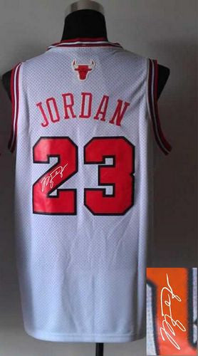 Revolution 30 Autographed Bulls #23 Michael Jordan White Stitched Basketball Jersey