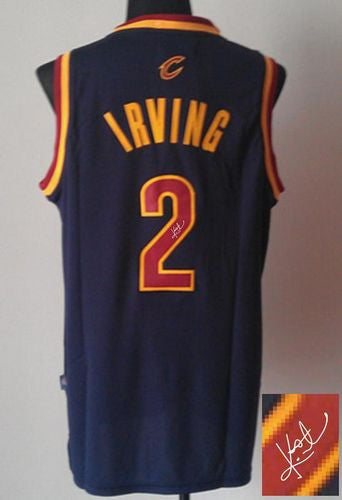 Revolution 30 Autographed Cavaliers #2 Kyrie Irving Navy Blue Stitched Basketball Jersey