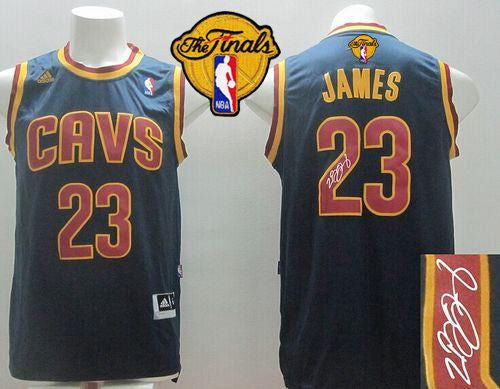 Revolution 30 Autographed Cavaliers #23 LeBron James Navy Blue CavFanatic The Finals Patch Stitched Basketball Jersey