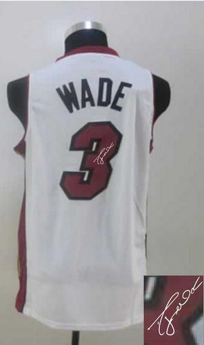 Revolution 30 Autographed Heat #3 Dwyane Wade White Stitched Basketball Jersey