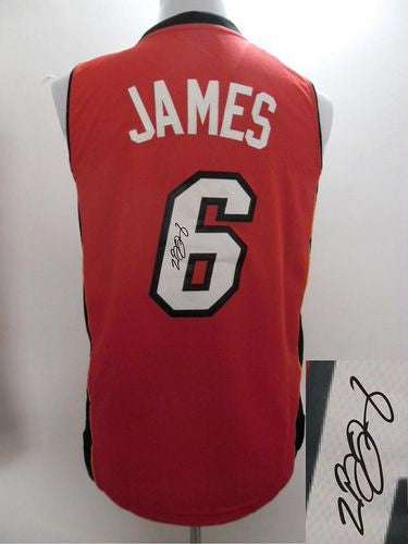 Revolution 30 Autographed Heat #6 LeBron James Red Stitched Basketball Jersey