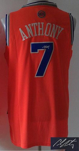 Revolution 30 Autographed Knicks #7 Carmelo Anthony Orange Stitched Basketball Jersey