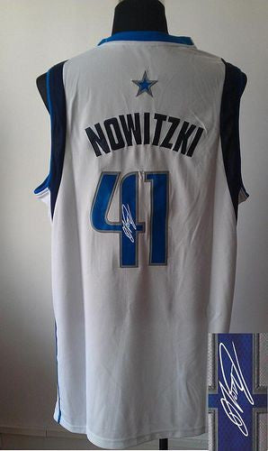 Revolution 30 Autographed Mavericks #41 Dirk Nowitzki White Stitched Basketball Jersey