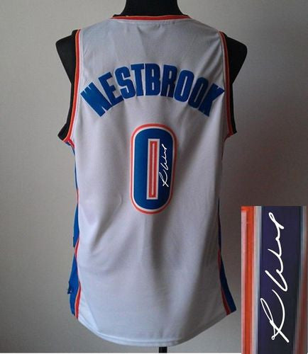 Revolution 30 Autographed Thunder #0 Russell Westbrook White Stitched Basketball Jersey