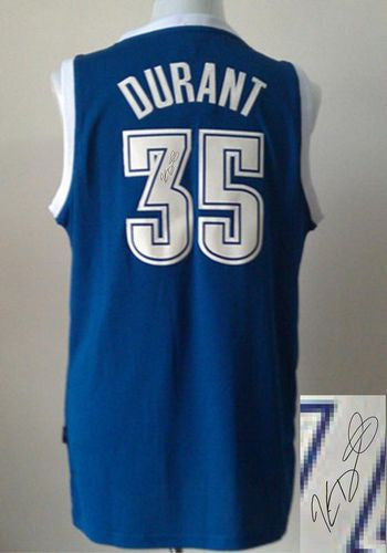 Revolution 30 Autographed Thunder #35 Kevin Durant Blue Alternate Stitched Basketball Jersey