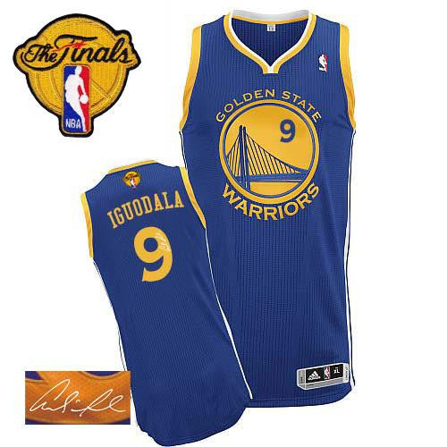 Revolution 30 Autographed Warriors #9 Andre Iguodala Blue The Finals Patch Stitched Basketball Jersey