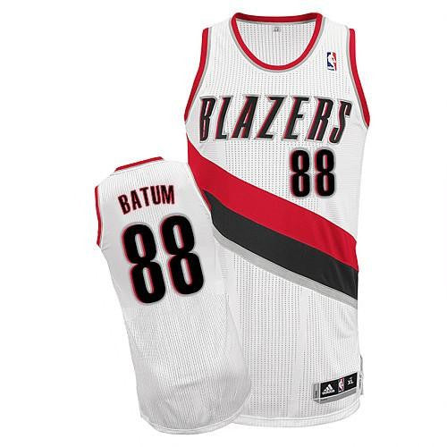 Revolution 30 Blazers #88 Nicolas Batum White Stitched Basketball Jersey