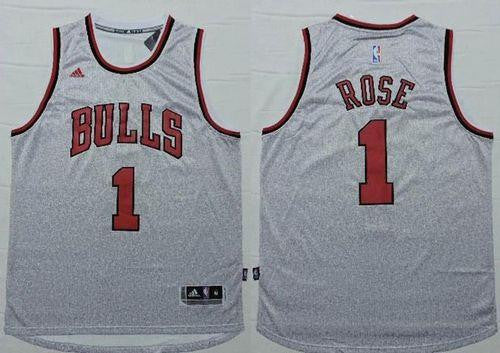 Revolution 30 Bulls #1 Derrick Rose Grey Stitched Basketball Jersey