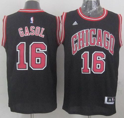 Revolution 30 Bulls #16 Pau Gasol Black Stitched Basketball Jersey