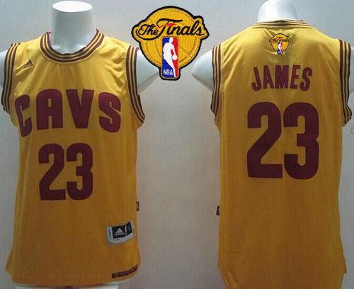 Revolution 30 Cavaliers #23 LeBron James Yellow Alternate The Finals Patch Stitched Basketball Jersey