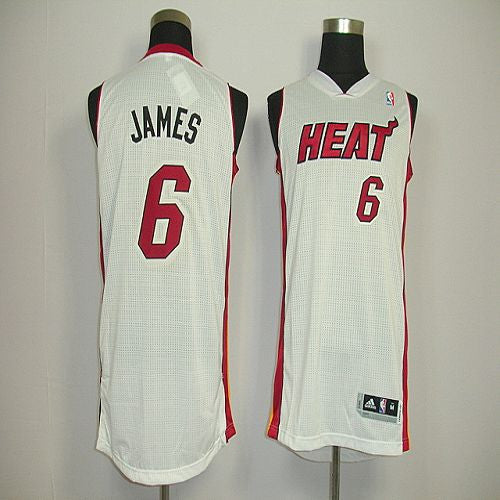 Revolution 30 Heat #6 LeBron James White Stitched Basketball Jersey