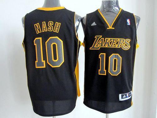 Revolution 30 Lakers #10 Steve Nash Black(Gold NO.) Stitched Basketball Jersey