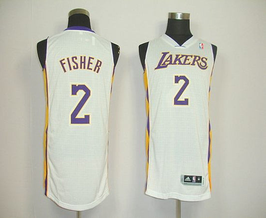 Revolution 30 Lakers #2 Derek Fisher White Stitched Basketball Jersey