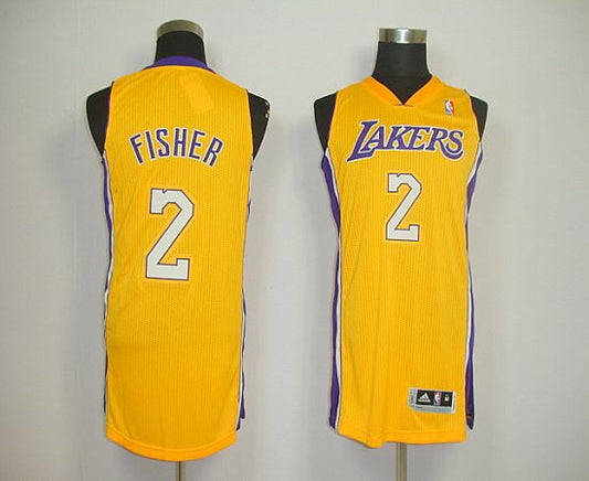 Revolution 30 Lakers #2 Derek Fisher Yellow Stitched Basketball Jersey