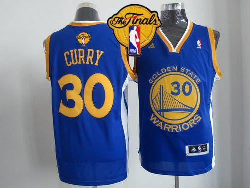 Revolution 30 Warriors #30 Stephen Curry Blue The Finals Patch Stitched Basketball Jersey