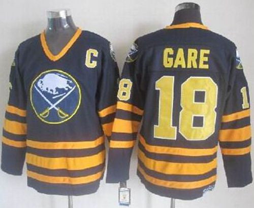 Sabres #18 Danny Gare Navy Blue CCM Throwback Stitched Hockey Jersey