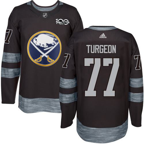 Sabres #77 Pierre Turgeon Black 1917-2017 100th Anniversary Stitched Hockey Jersey