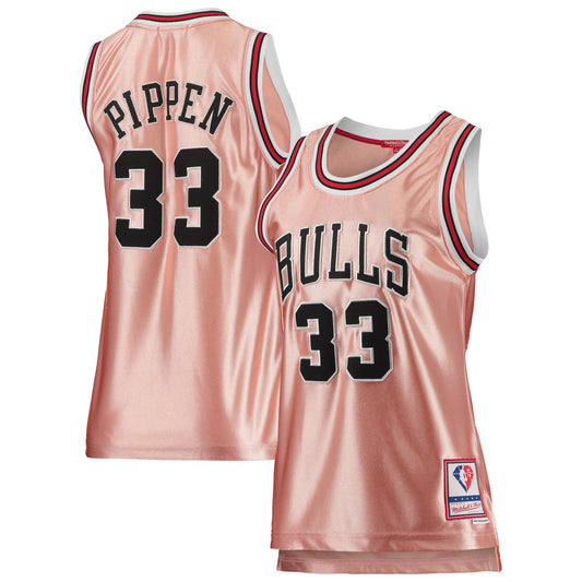 Scottie Pippen Chicago Bulls Women's 75th Anniversary Rose Gold 1997 Swingman Basketball Jersey - Pink