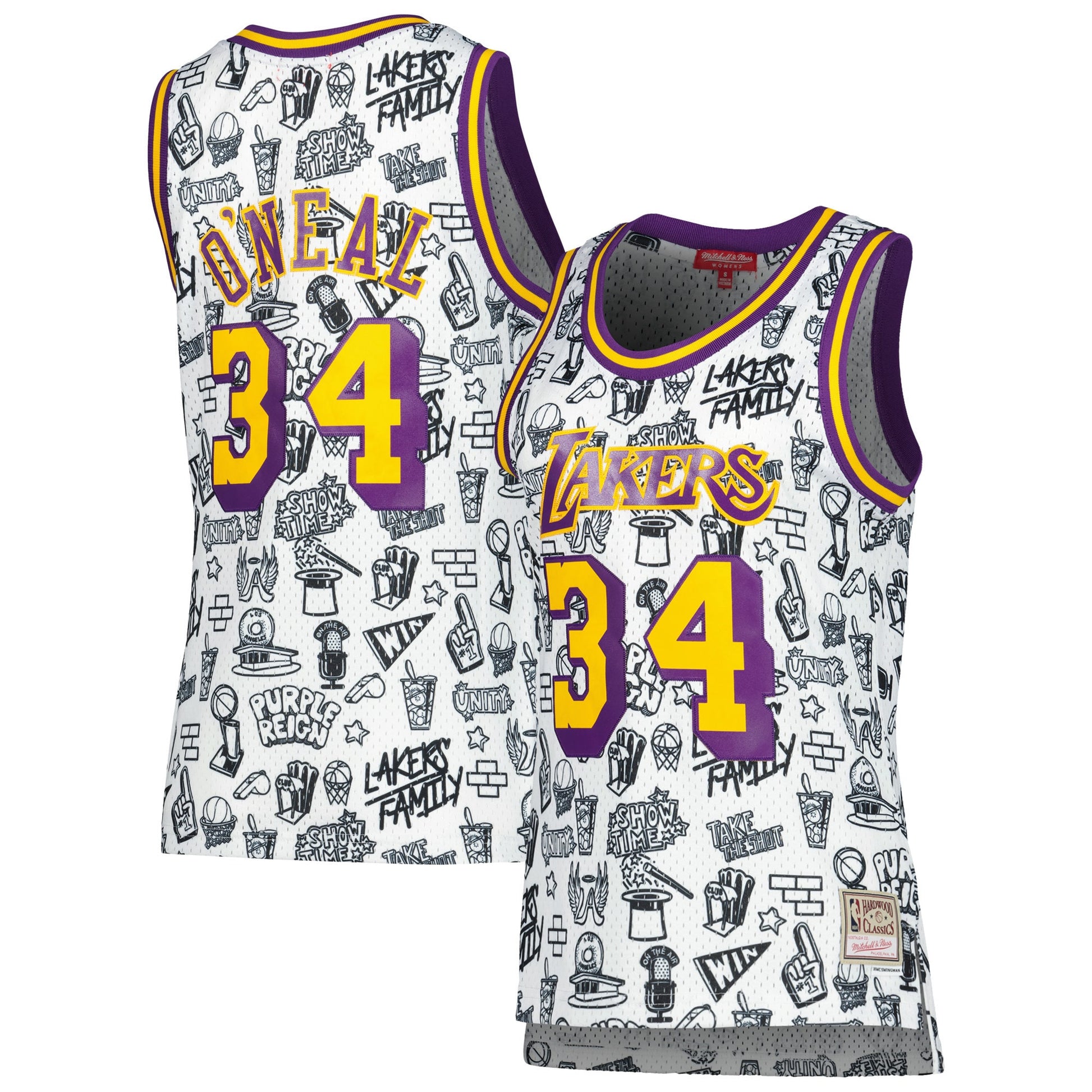 Shaquille O'neal Los Angeles Lakers Women's 1996 Doodle Swingman Basketball Jersey - White