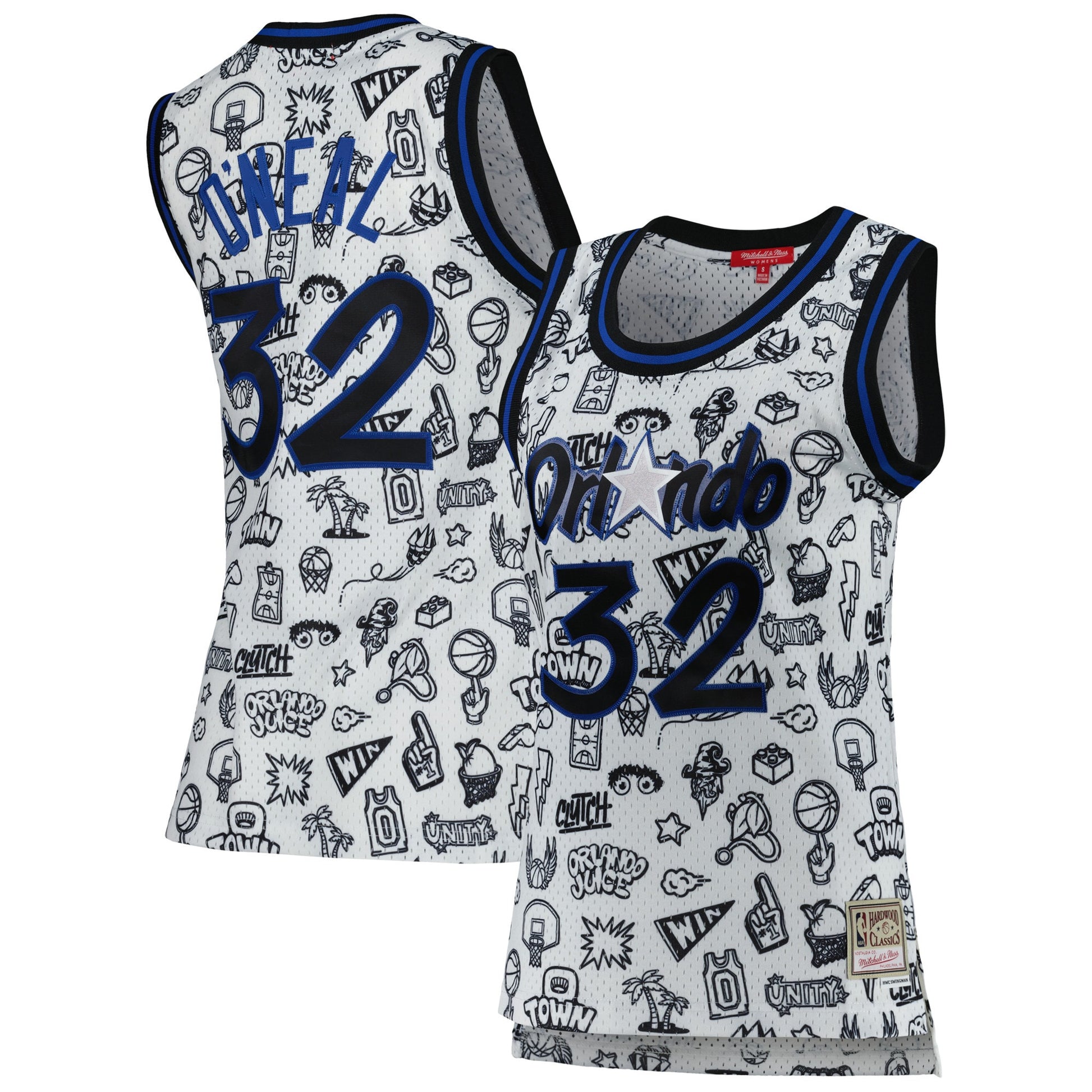 Shaquille O'neal Orlando Magic Women's 1994 Doodle Swingman Basketball Jersey - White