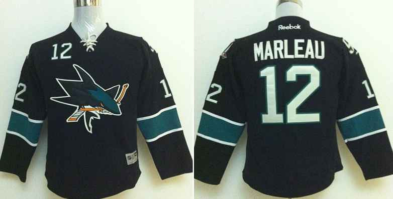 Sharks 12 Maeleau Black Youth Hockey Jersey