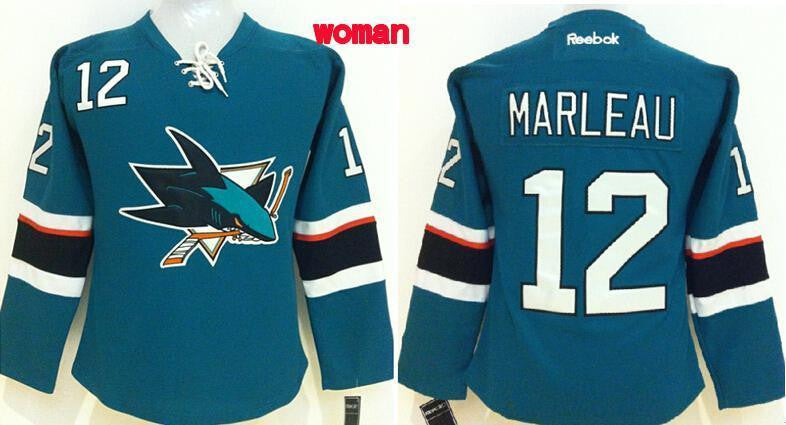 Sharks 12 Marleau Teal Women Hockey Jersey