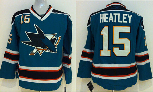 Sharks 15 Heatley Teal Youth Hockey Jersey