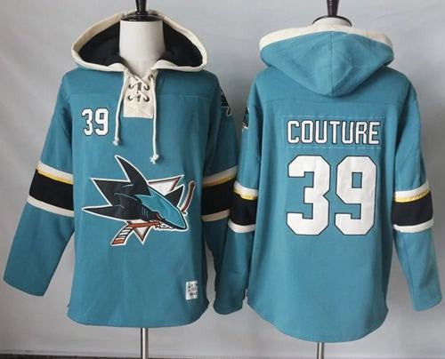 Sharks #39 Logan Couture Teal Pullover Hoodie Stitched Hockey Jersey