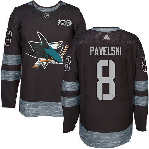 Sharks #8 Joe Pavelski Black 1917-2017 100th Anniversary Stitched Hockey Jersey