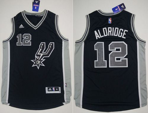 Spurs #12 LaMarcus Aldridge Black New Road Stitched Basketball Jersey