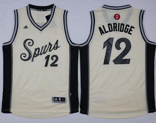 Spurs #12 LaMarcus Aldridge Cream 2015-2016 Christmas Day Stitched Basketball Jersey