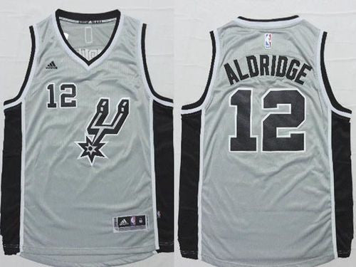 Spurs #12 LaMarcus Aldridge Grey Alternate Stitched Basketball Jersey