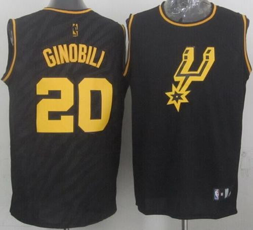 Spurs #20 Manu Ginobili Black Precious Metals Fashion Stitched Basketball Jersey