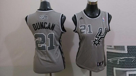 Spurs 21 Duncan Grey Signature Edition Women Basketball Jerseys